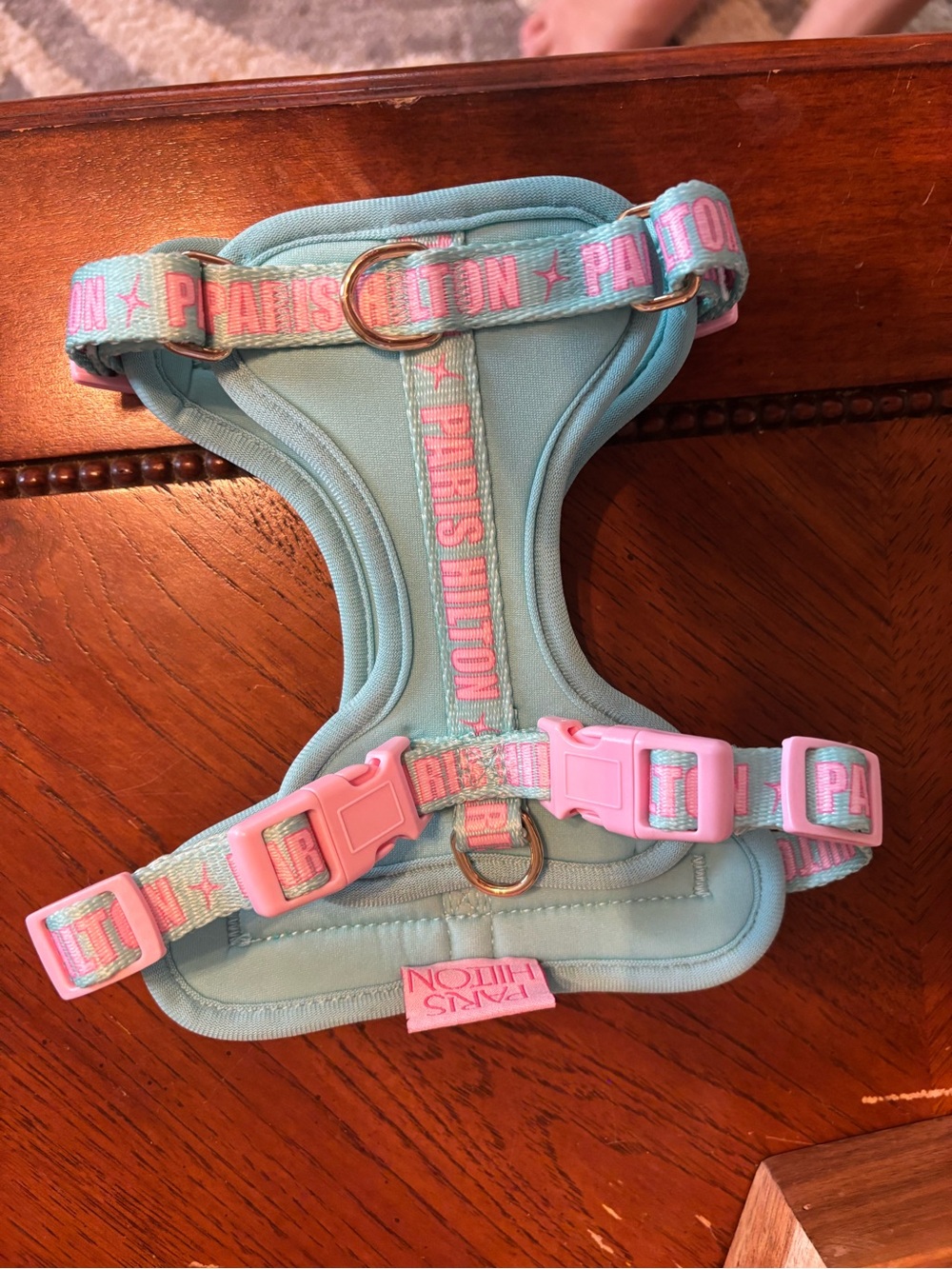 Paris Hilton Dog Harness blue & pink size small never used